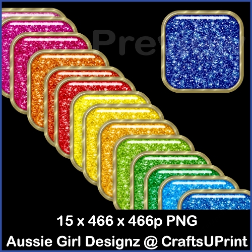 Glitter Square Brads-Colorful