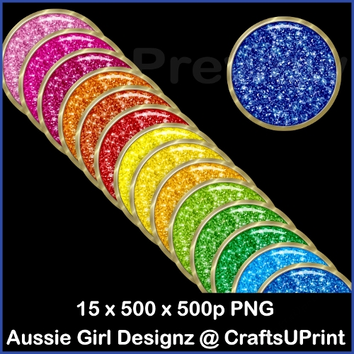 Glitter Round Brads-Colorful