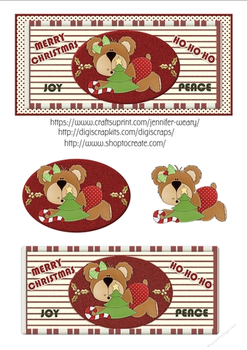 Baby Bear with Tree and Candy Cane
