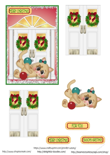 Christmas Door with ktty and baubles