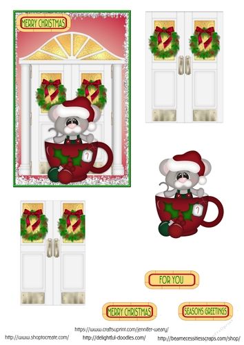Christmas Door with mosuse in cup