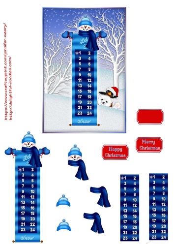 Out in the snow countdown blue with white trees