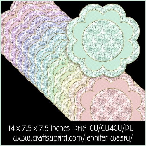 Candy Floss Floral Mats with Golden Edges 14