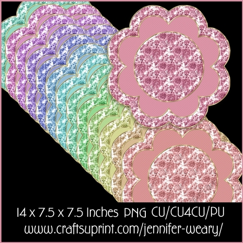 Candy Floss b Floral Mats with Golden Edges 15