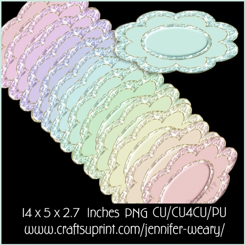 Candy Floss  Floral Sentiment Tags with Golden Edges 10