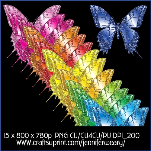 Colorful Glitter Butterflies 2