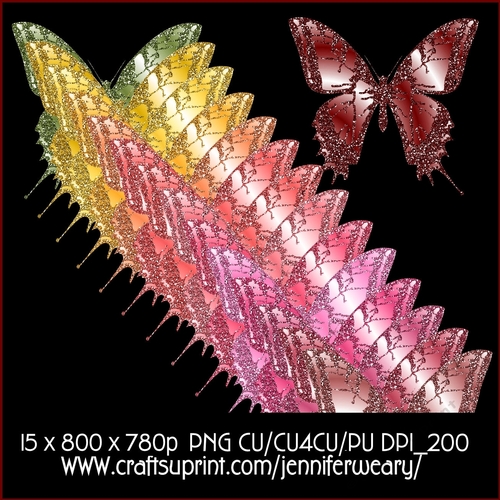 Flower Beauty Glitter Butterflies 