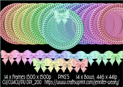 Triple Flower Frames with Bows-Candy Floss b