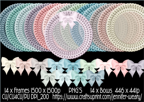 Triple Flower Frames with Bows-succulants