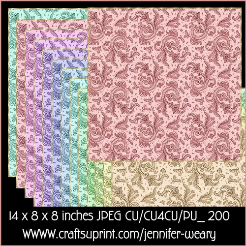 2 Candy Floss b Backgrounds 13 8x8 Paisley