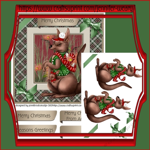 Christmas Kangaroo with Green Bows