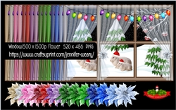 Window View Sheer Curtain Poinsettias-Christmas Time