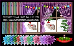 Window View Sheer Curtain Poinsettias-Christmas Wishes