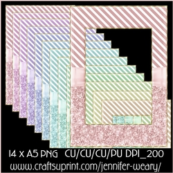 Glitter & stripes A5 Frames-Candy Floss