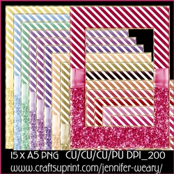 Glitter & stripes A5 frames-Sweet