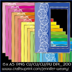 Lace n Stripped A5 Frames-Colorful