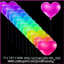 20 Neon Rainbow-Heart Balloons