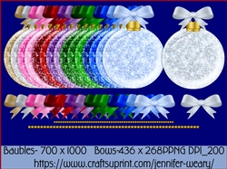 Christmas Glitter Baubles Bow Sets-Christmas Time