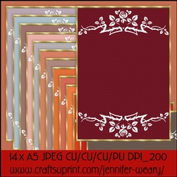 Roses n Leaves A5 Backgrounds-Flamingo Feathers