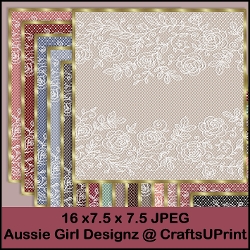 White Lace with Roses Backgrounds-Dusty