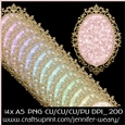 Gold Fancy Edged A5 Glitter Mats-Candy Floss