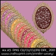 Gold Fancy Edged A5 Glitter Mats-Cherry Blossoms