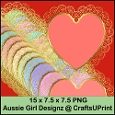 Gold Border Hearts-Valentine 2 Mats