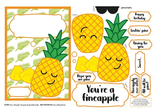 A5 card Youre A Fineapple decoupage