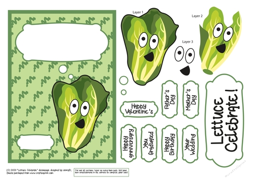 A5 card Lettuce Celebrate decoupage