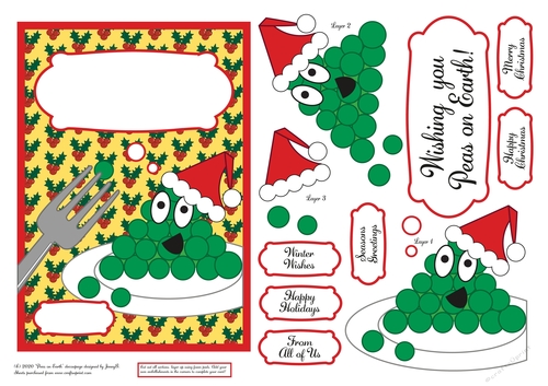 A5 card Peas On Earth decoupage