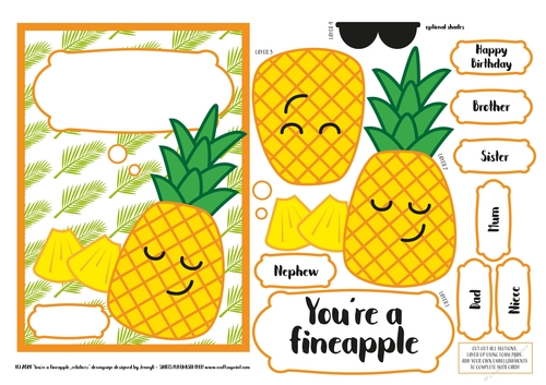 A5 card Youre a Fineapple Relatives Decoupage