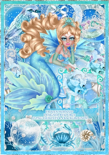 FROZEN MERMAID DESIGNER RESOURCE PLUS BONUS BACKGROUNDS