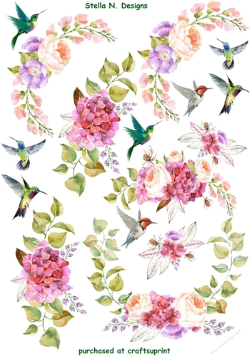 ROSES & HUMMINGBIRDS DECOUPAGE