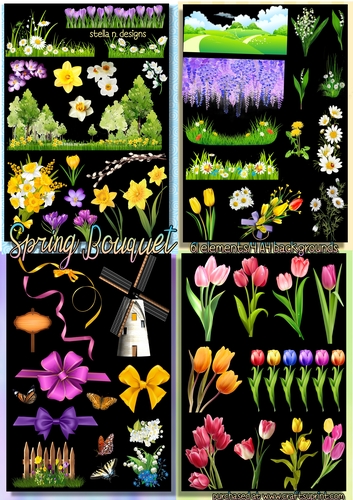SPRING BOUQUET - ELEMENTS & BACKGROUNDS