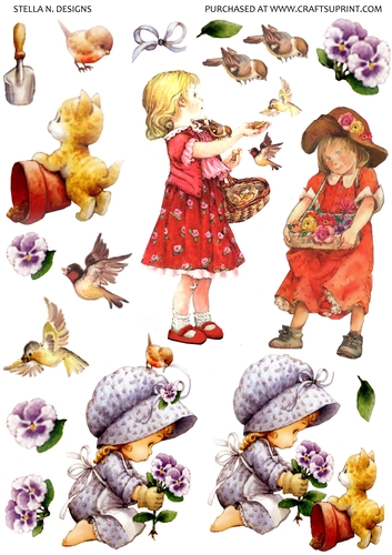 FLOWER GIRLS DECOUPAGE