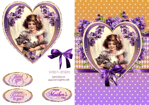 VINTAGE VIOLETS TOPPER WITH DECOUPAGE