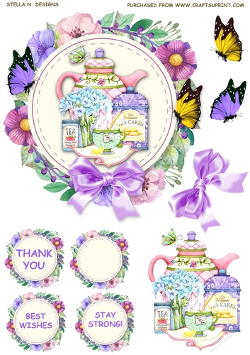 TEA TIME TOPPER W. DECOUPAGE