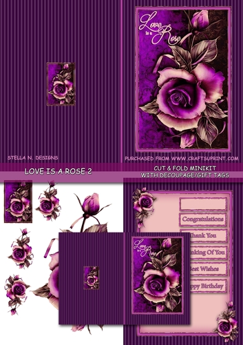 LOVE IS A ROSE 2 - CUT & FOLD MINIKIT W. DECOUPAGE