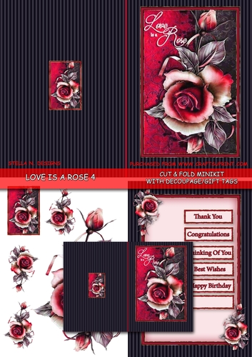 LOVE IS A ROSE 4 - CUT & FOLD MINIKIT W. DECOUPAGE