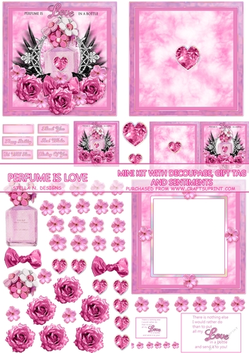 PERFUME IS LOVE - MINI KIT WITH DECOUPAGE, GIFT TAG AND POEM