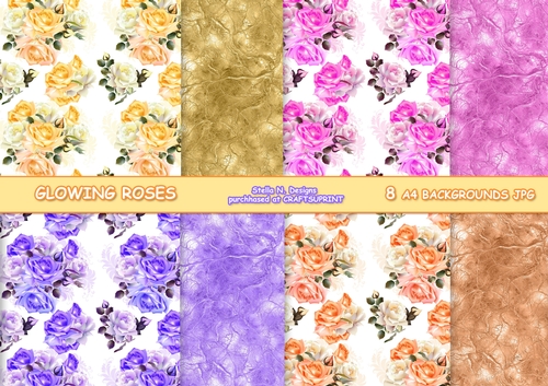 GLOWING ROSES A4 BACKGROUND KIT