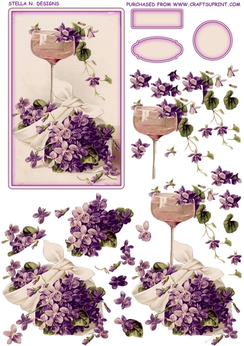 VINTAGE VIOLETS TOPPER WITH DECOUPAGE