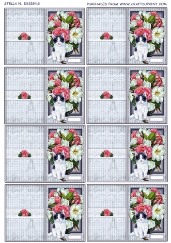 KITTEN AND ROSES GIFT TAGS