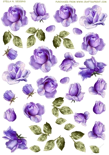 PURPLE DREAM ROSES DECOUPAGE
