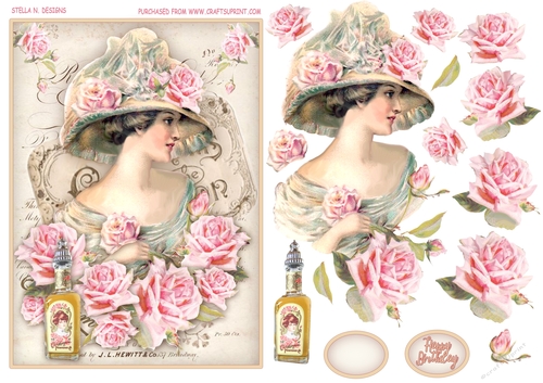 PERFUME LADY TOPPER W. DECOUPAGE