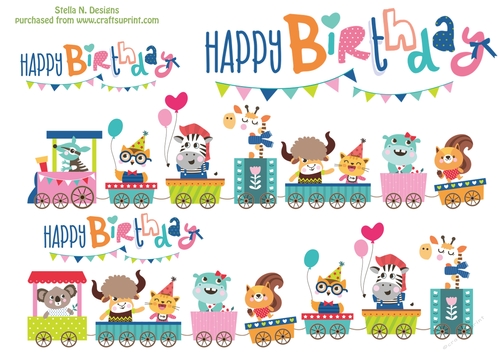 BIRTHDAY TRAIN DECOUPAGE