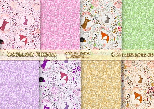 WOODLAND FRIENDS  A4 BACKGROUND KIT