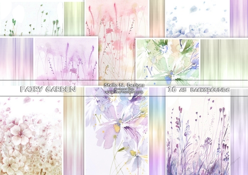 FAIRY GARDEN A5 WATERCOLOR BACKGROUNDS