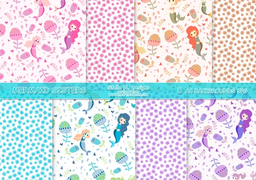 MERMAID SISTERS A4 BACKGROUND KIT
