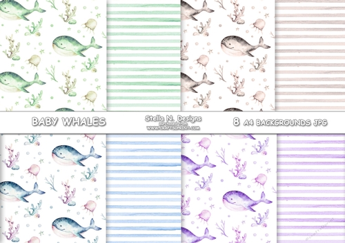 BABY WHALES A4 BACKGROUND KIT
